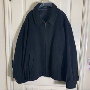 VINTAGE San-Felice Men's Black Wool/Cashmere Blend Bomber Jacket Size 2X